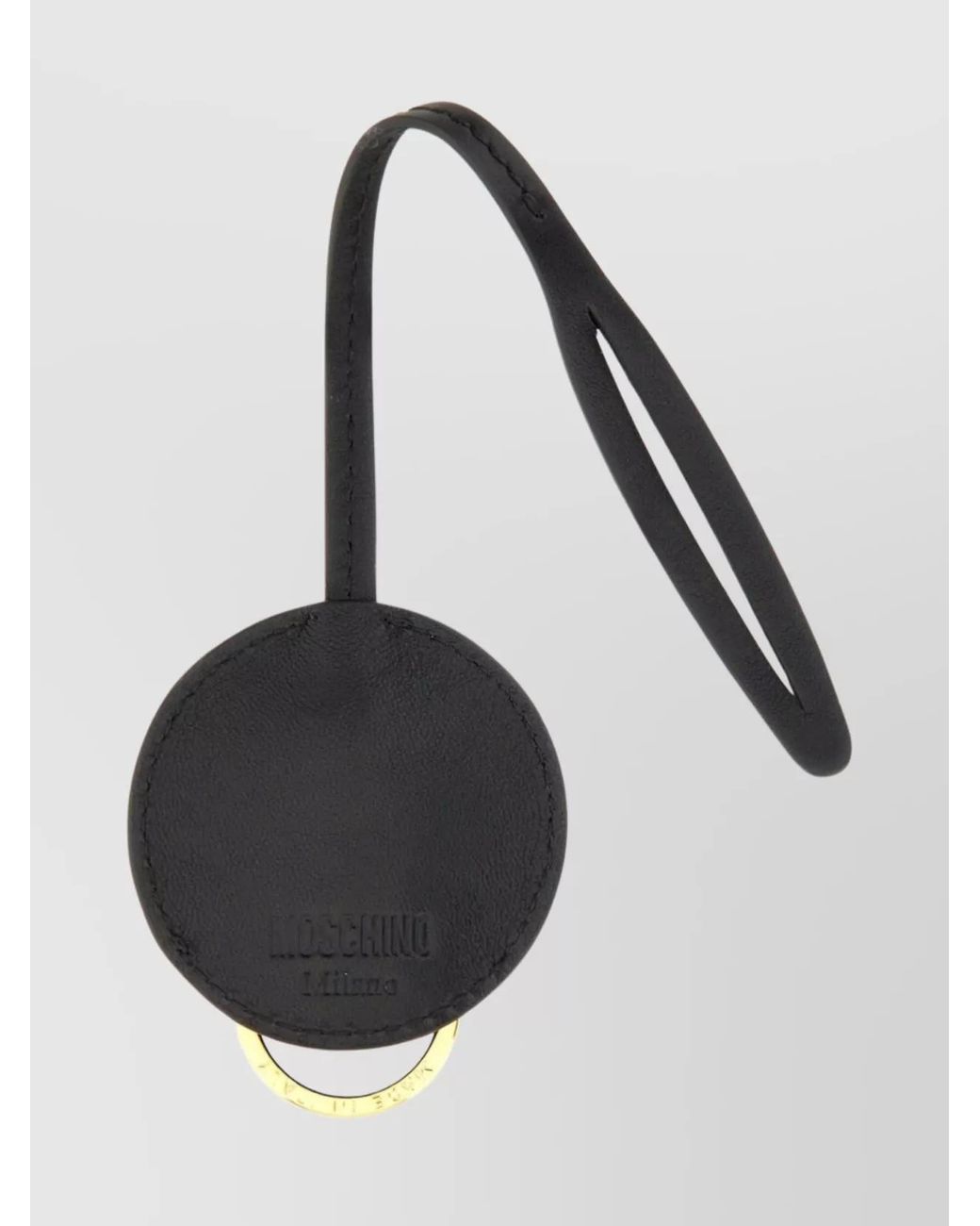 Moschino Black Leather Keychain