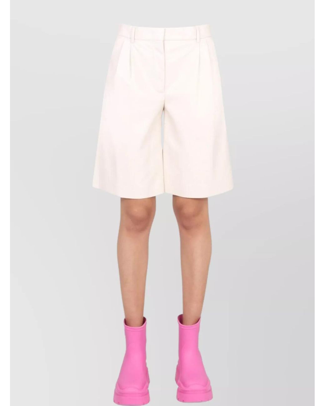 MSGM Pink Faux Leather Knee-Length Bermuda Shorts