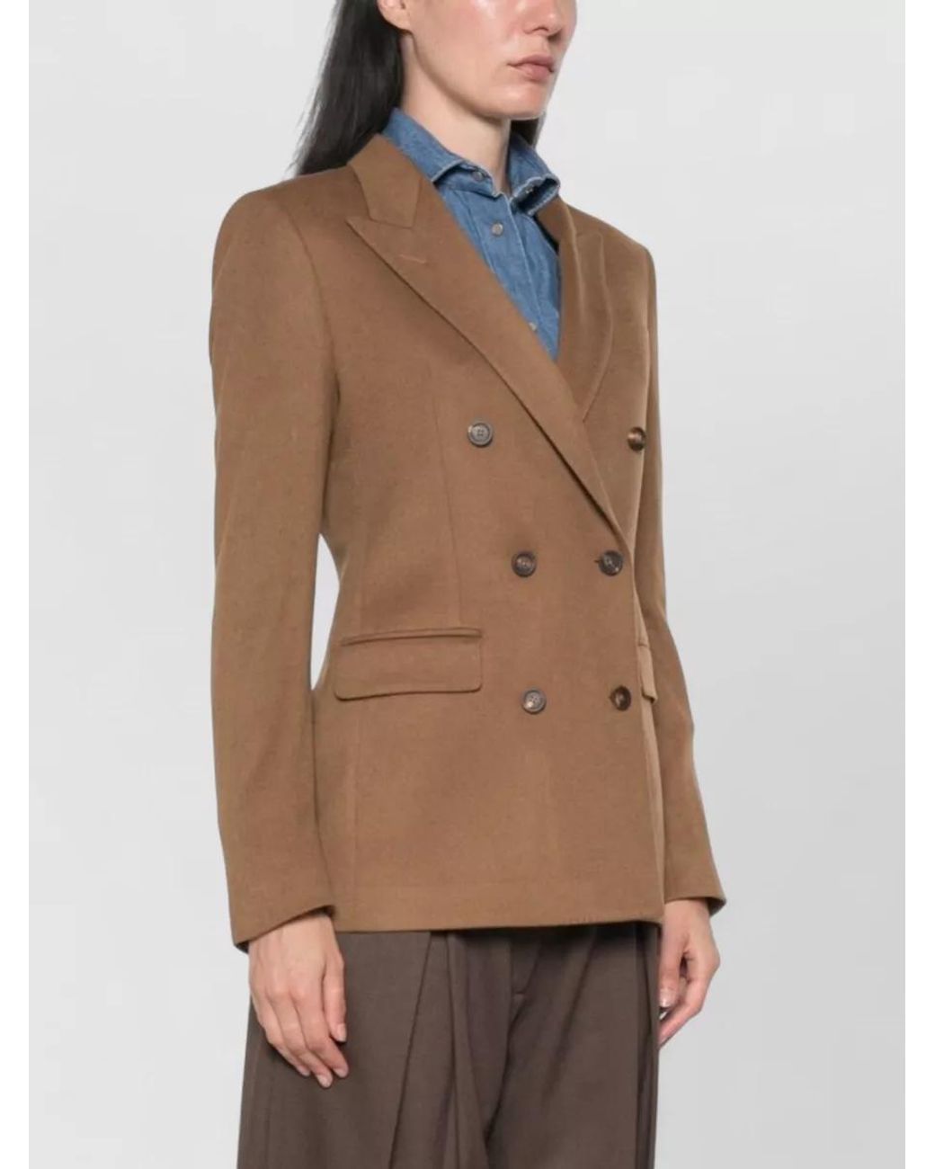 Tagliatore Brown Cashmere Double-Breasted Suit Jacket