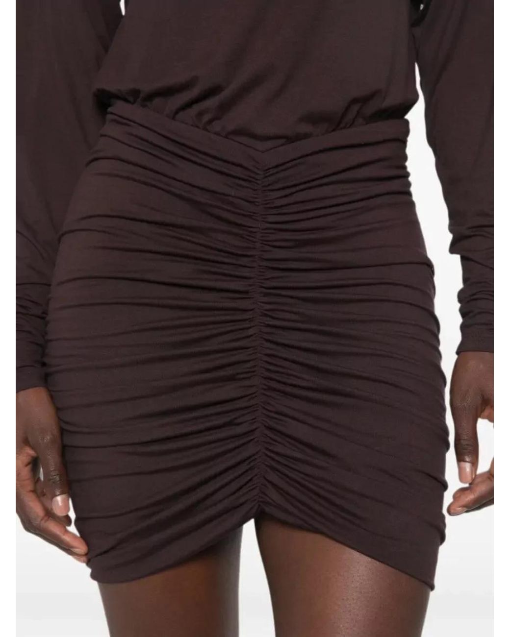 ANDAMANE Brown Ruched Mini Dress