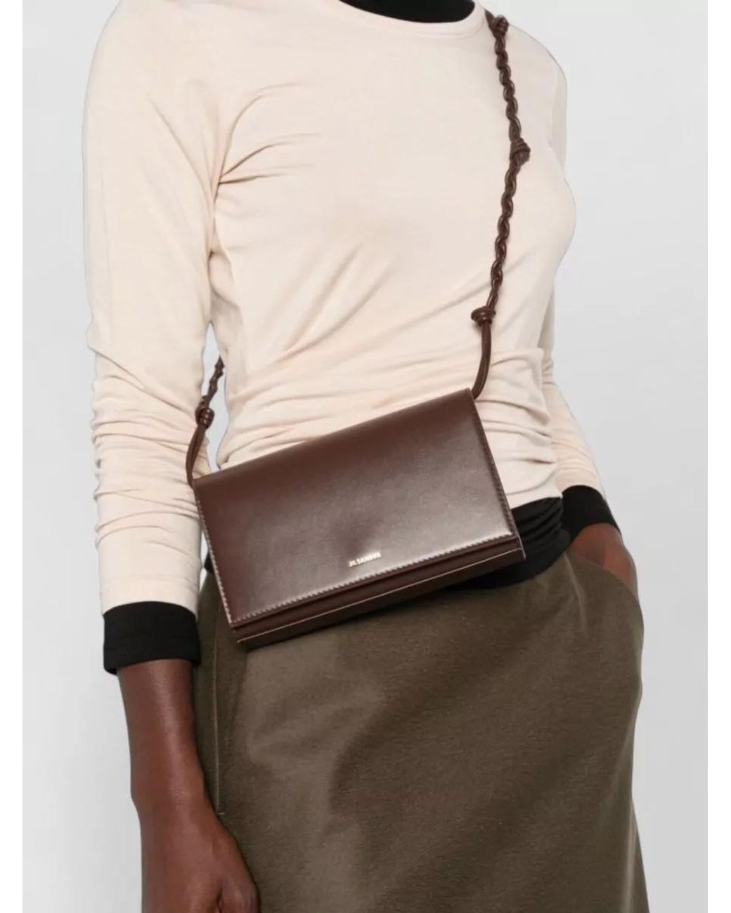 Jil Sander White Tangle Calf Leather Cross-Body Bag