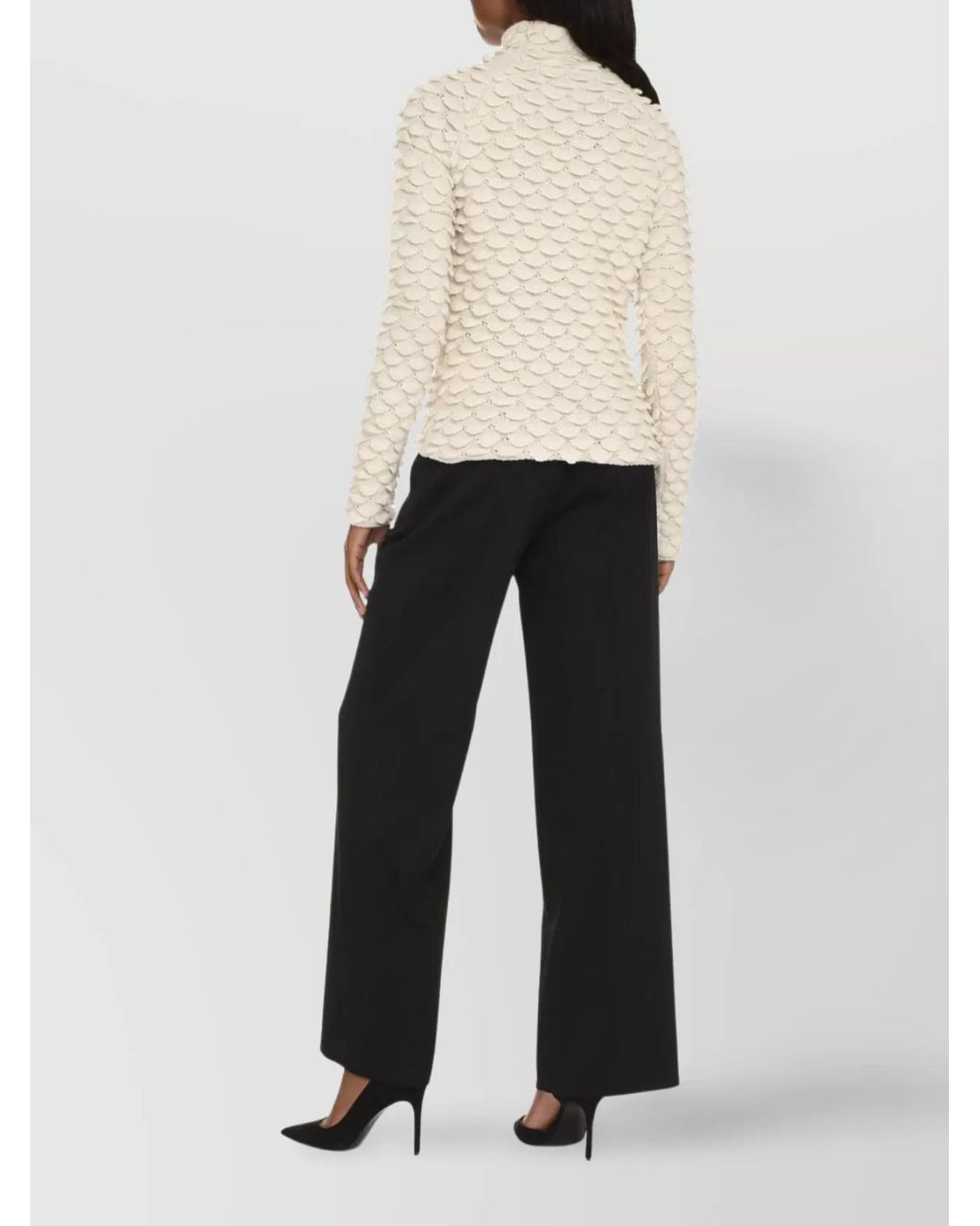 Bottega Veneta White Knit Turtleneck Sweater With Fish Scale Design