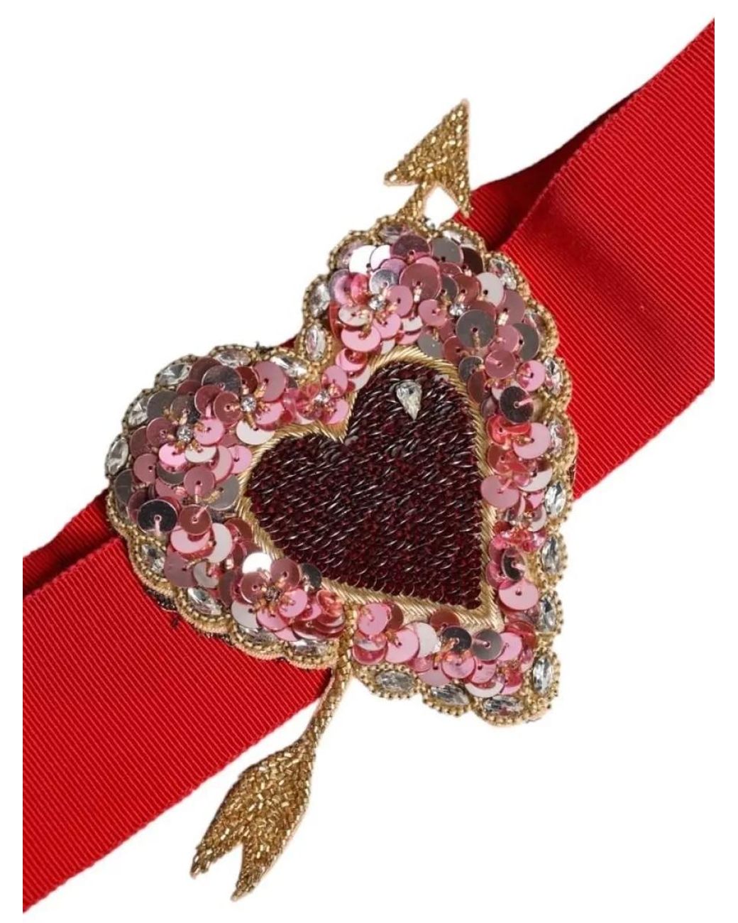 Dolce & Gabbana Red Heart Embellished Belt