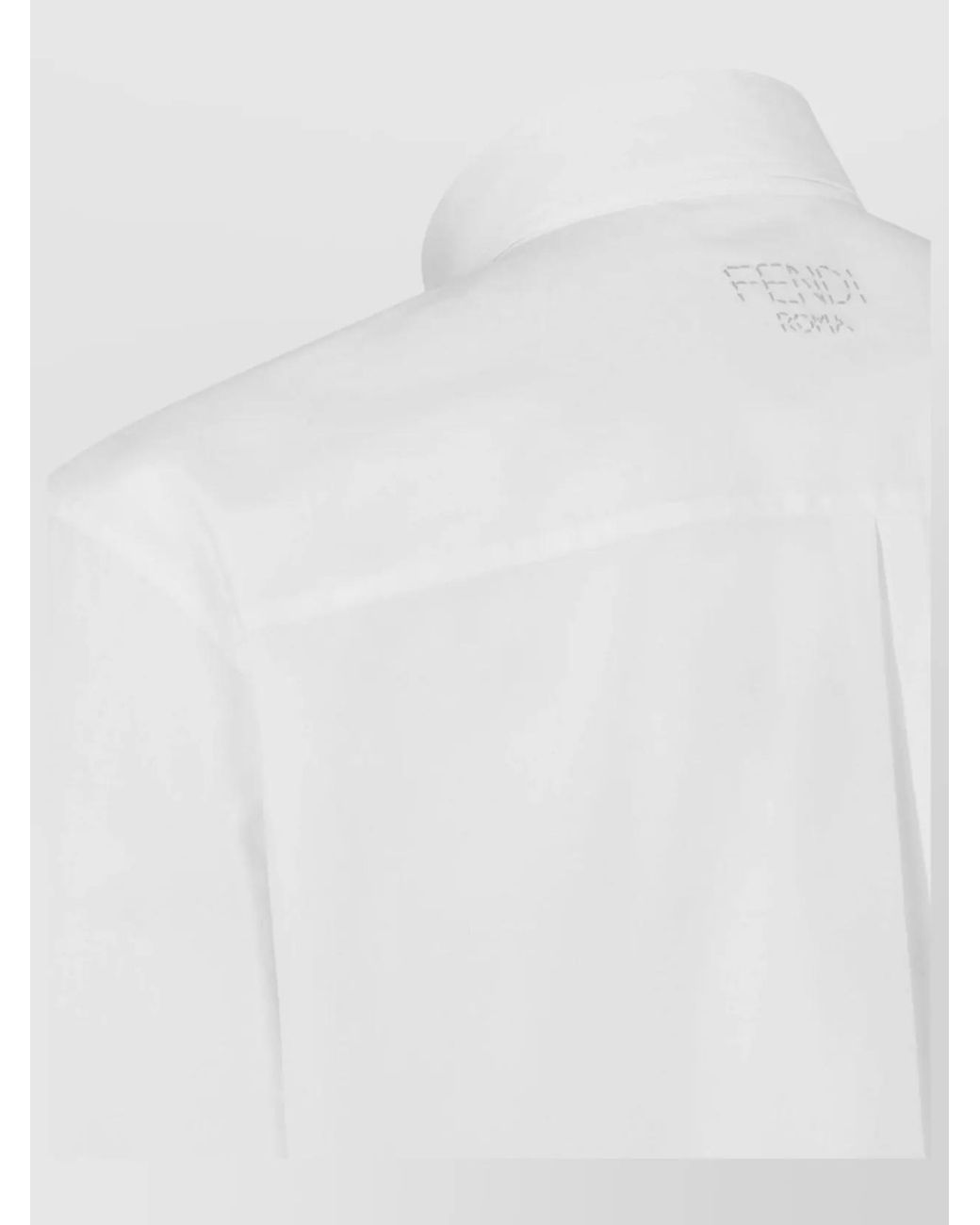 Fendi White Cotton Logo Shirt for men