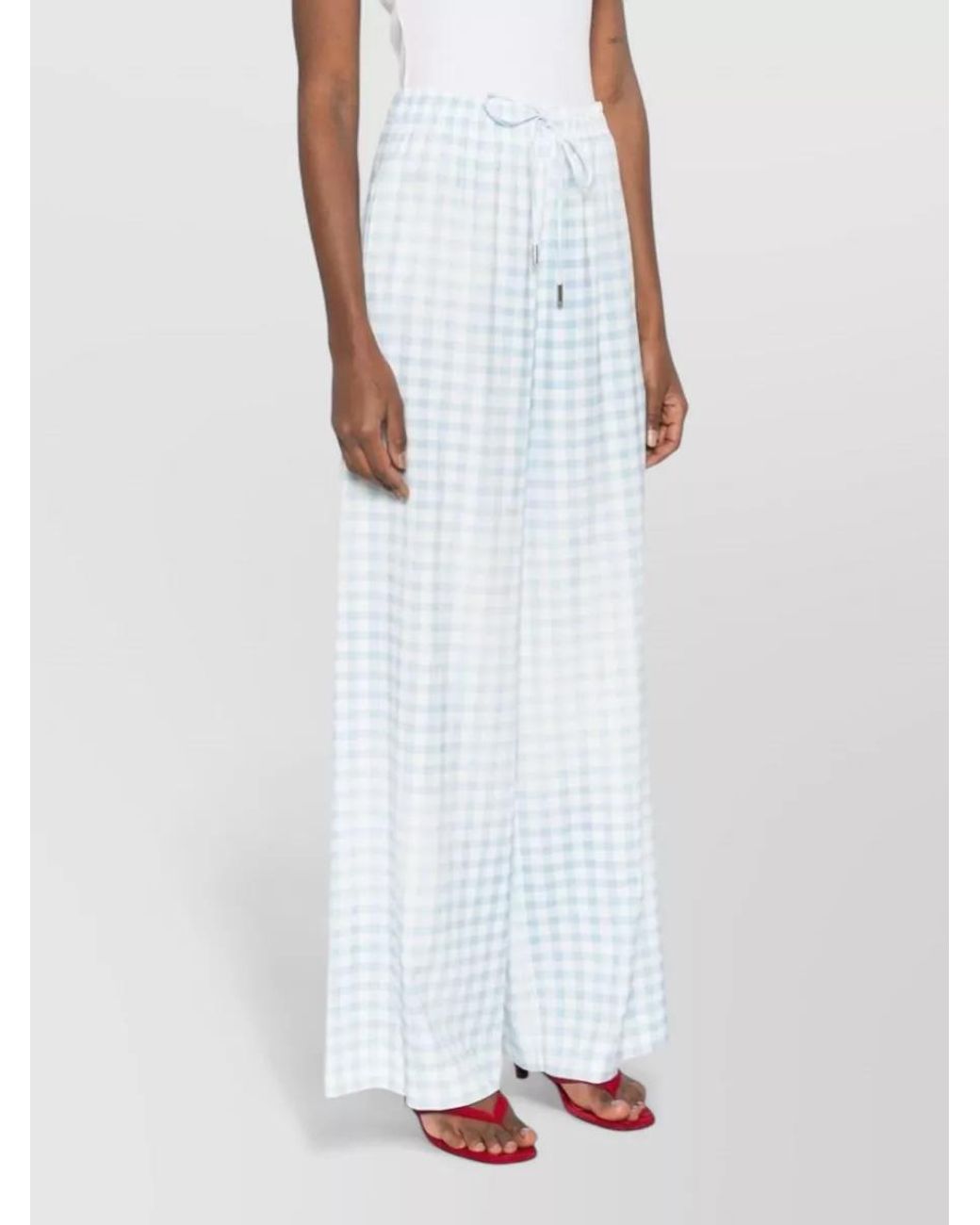 Ermanno Scervino White Printed Wide-Leg Trousers