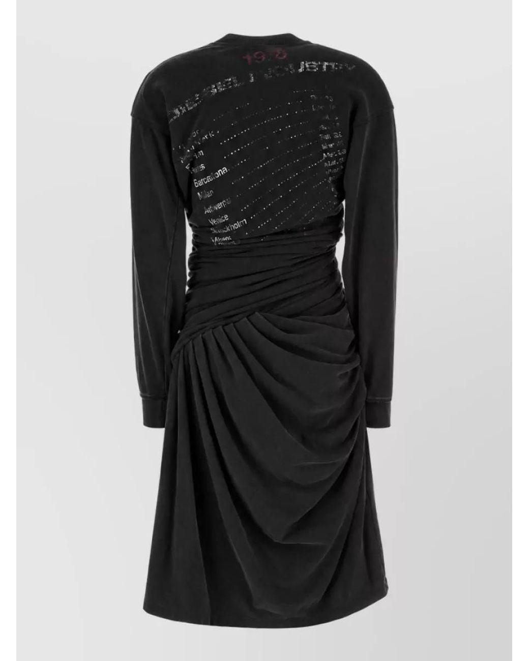 DIESEL Black Cotton Blend Sweatshirt Midi Dress