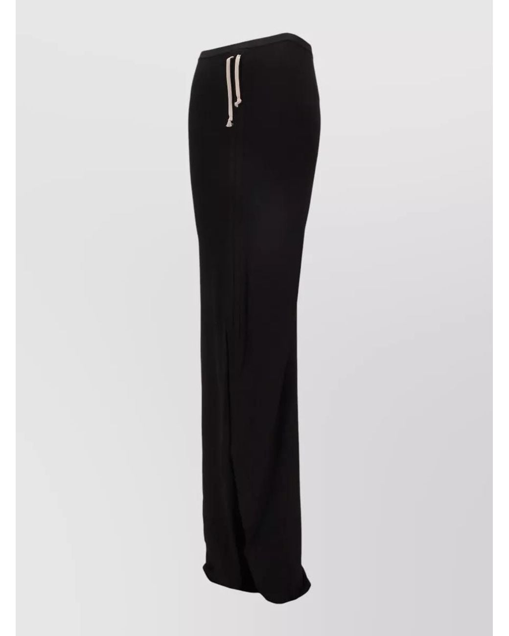Rick Owens Black Cotton Soft Edfu Long Straight Skirt