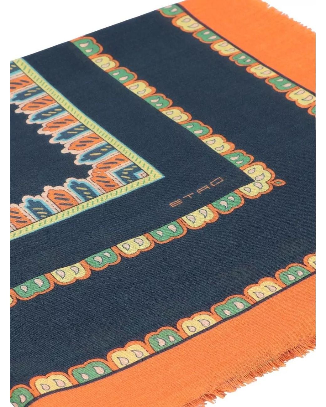 Etro Blue Cashmere Silk Wool Shawl