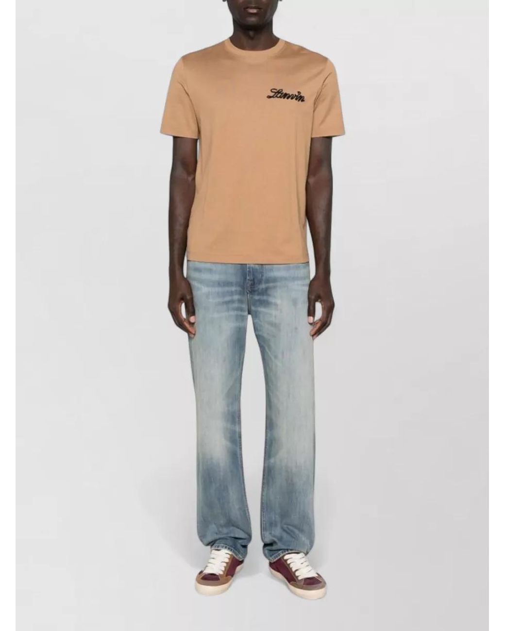 Lanvin Natural Cotton Logo-Print Short-Sleeve T-Shirt for men