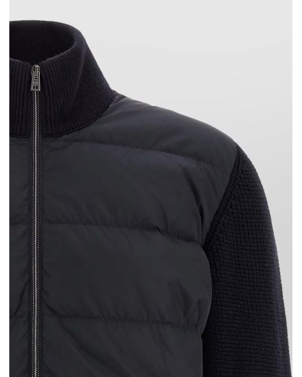 Herno Blue Merino Wool Quilted Padded Cardigan for men