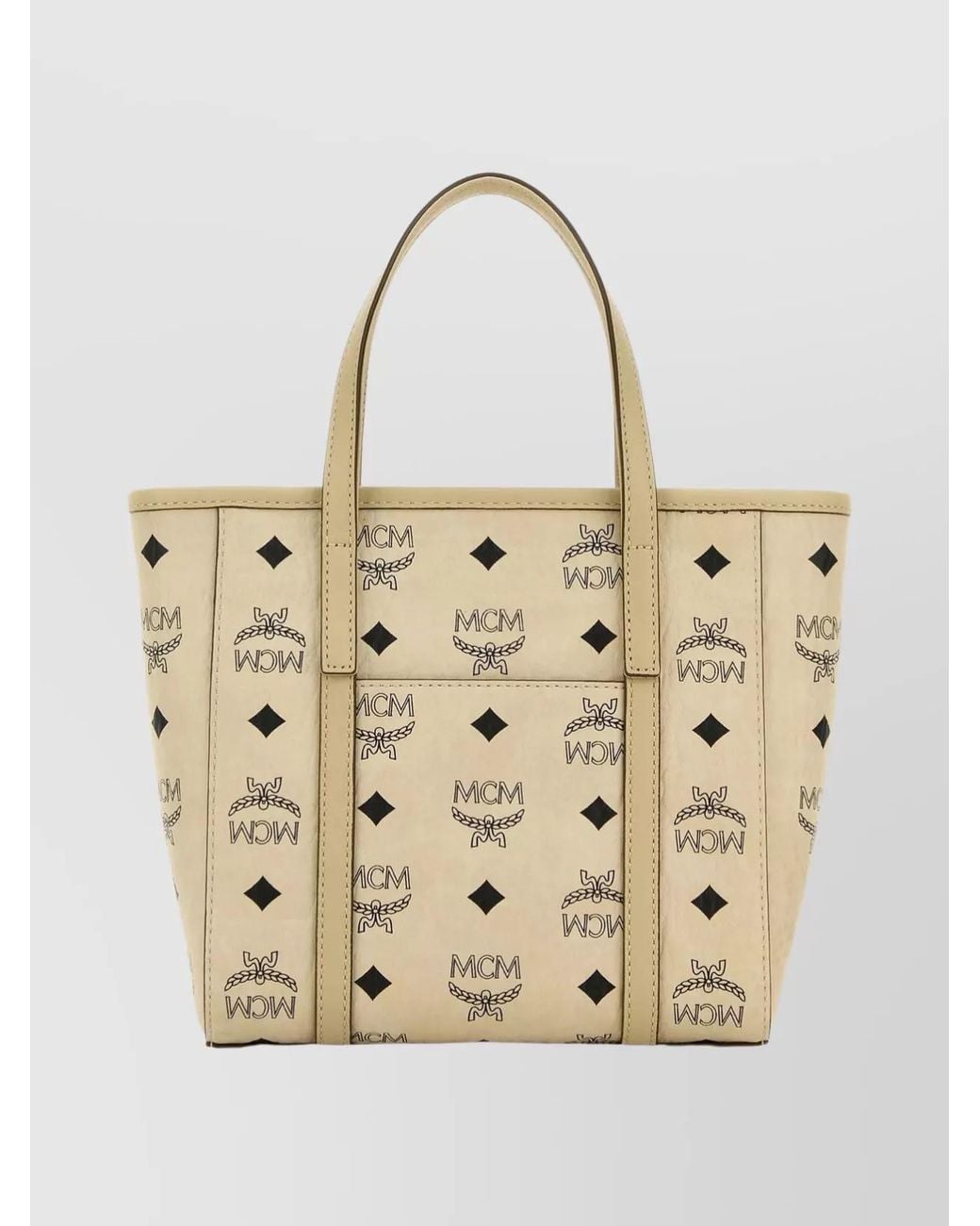 MCM Natural Toni Mini Coated Canvas Tote Bag