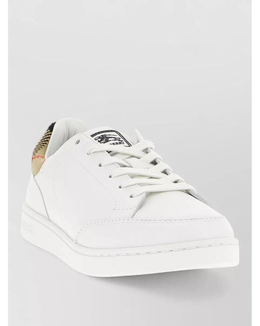 Burberry White Leather Low-Top Sneakers