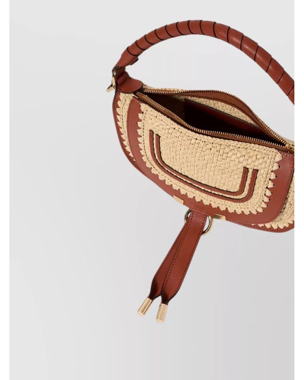 Chloé White Marcie Mini Raffia-Effect Clutch Bag