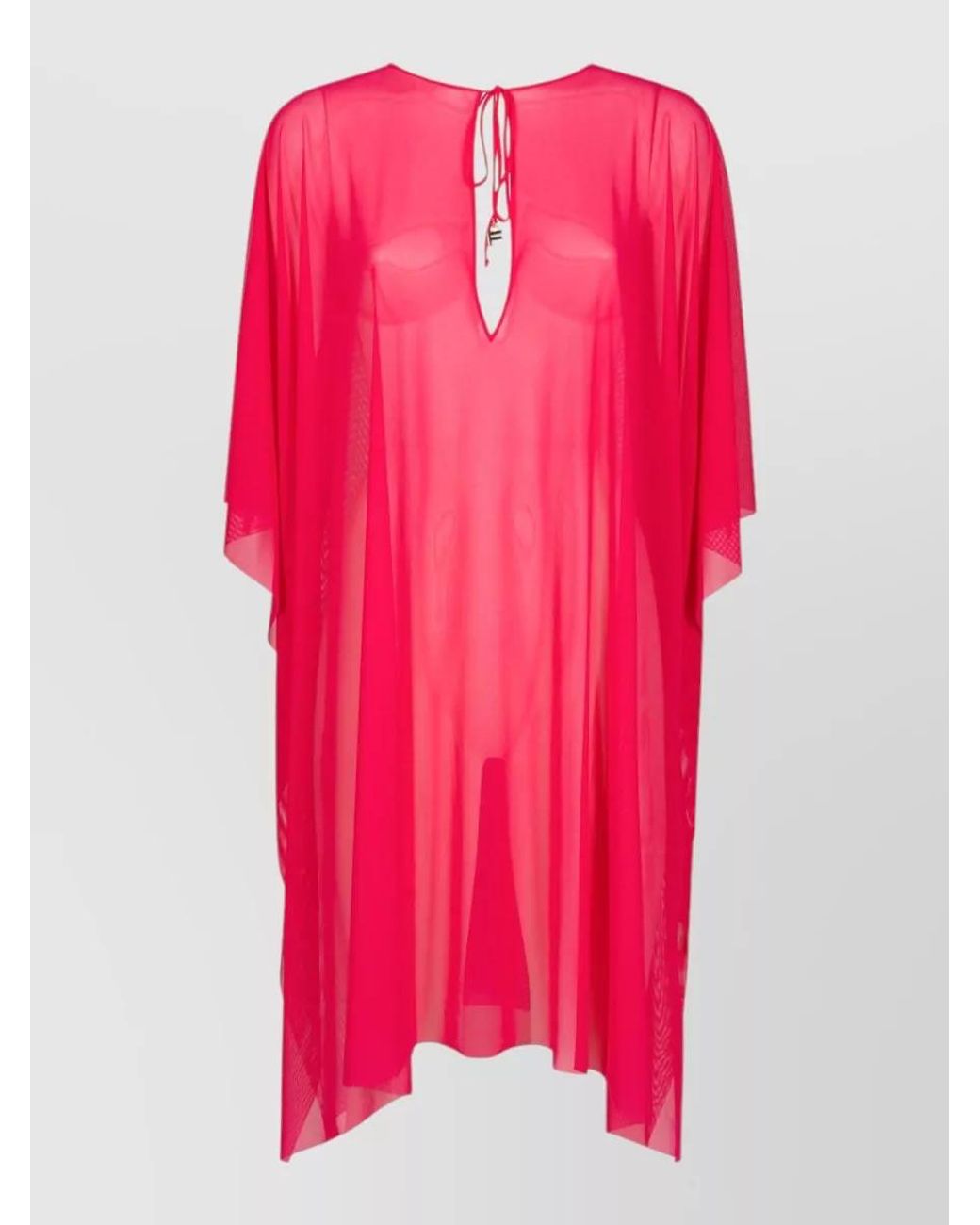 Fisico Pink Semi-Sheer Cold-Shoulder Kaftan Dress