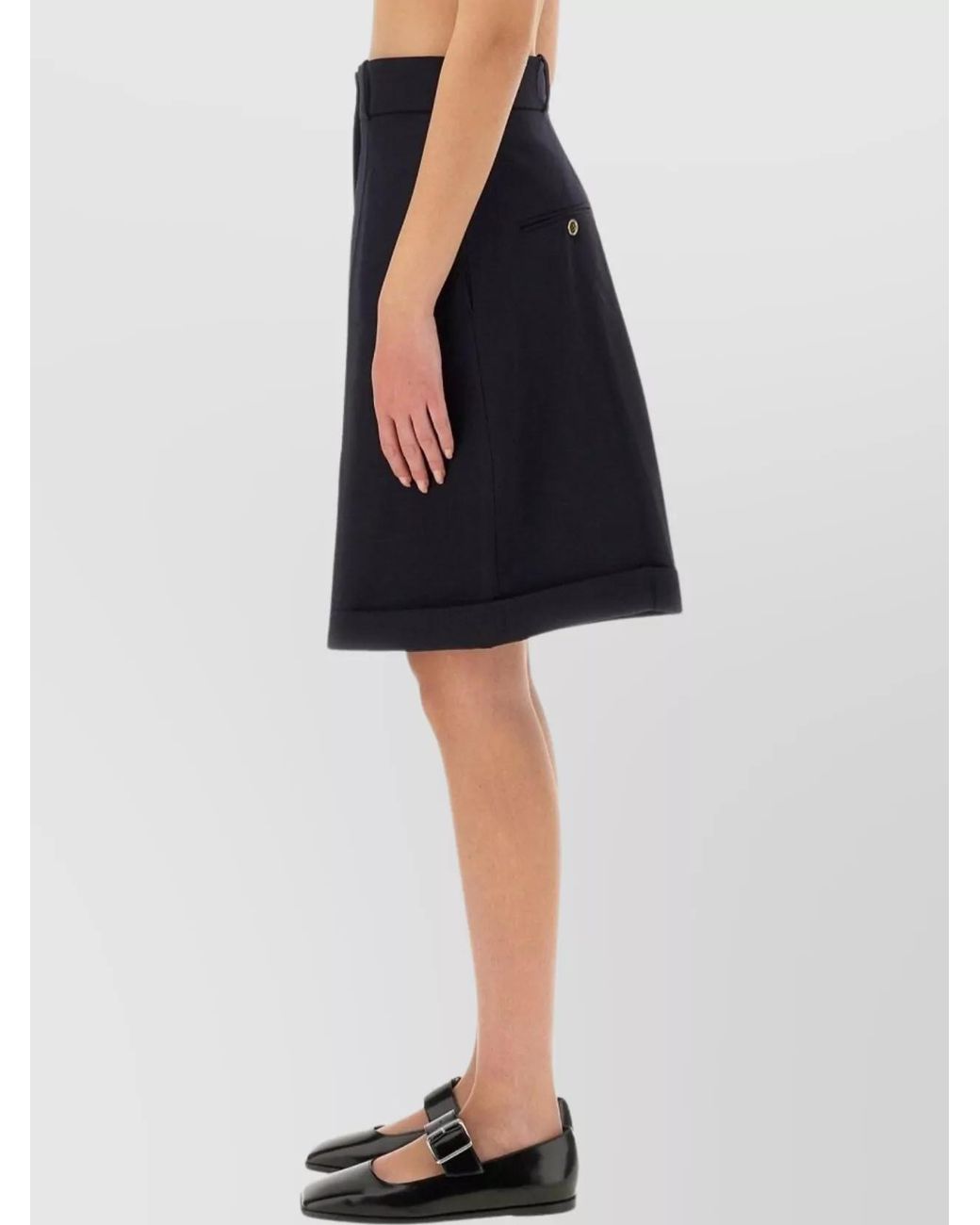 Patou Black Wool Knee-Length Bermuda Shorts