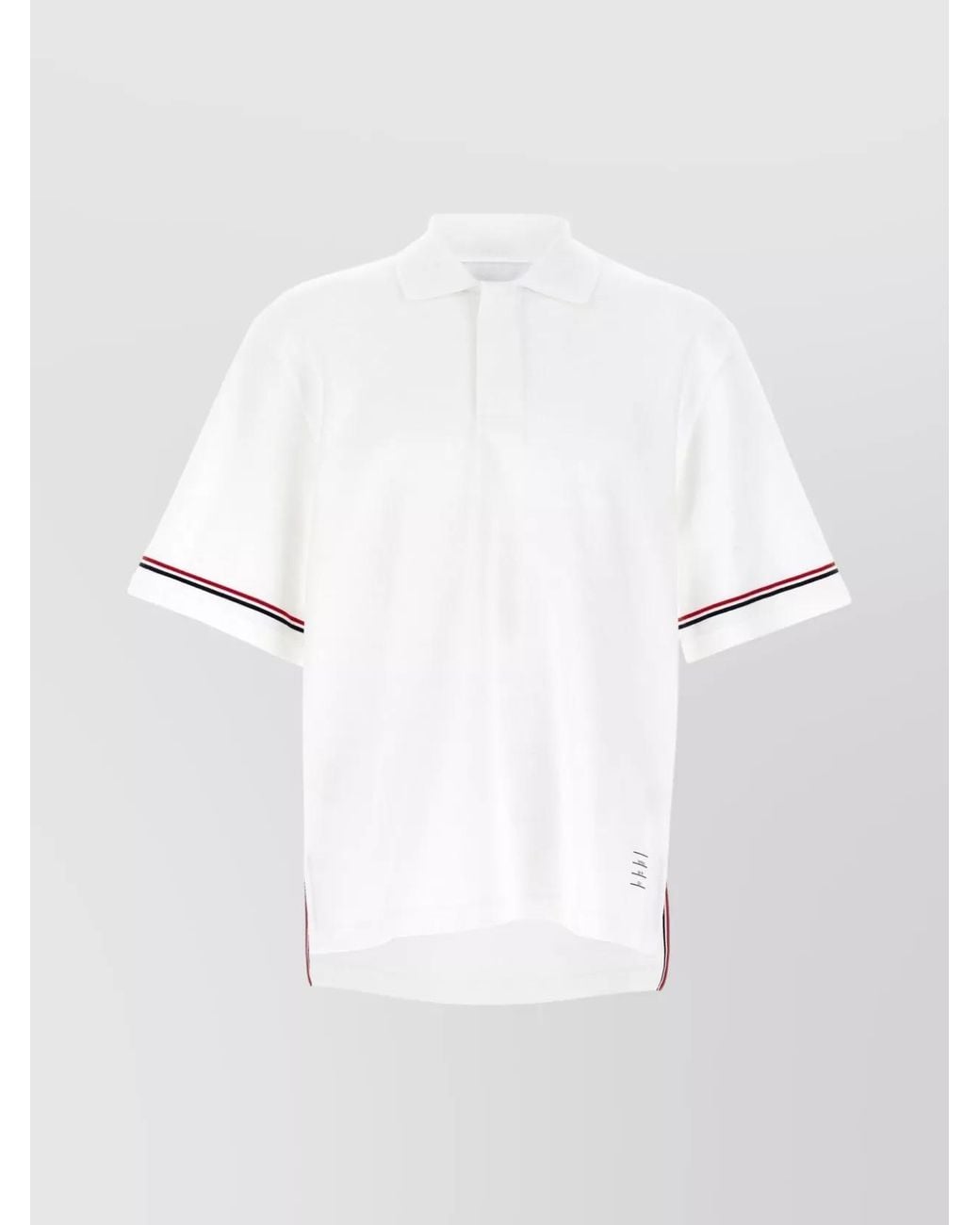 Thom Browne White Cotton Short-Sleeve Polo Shirt for men