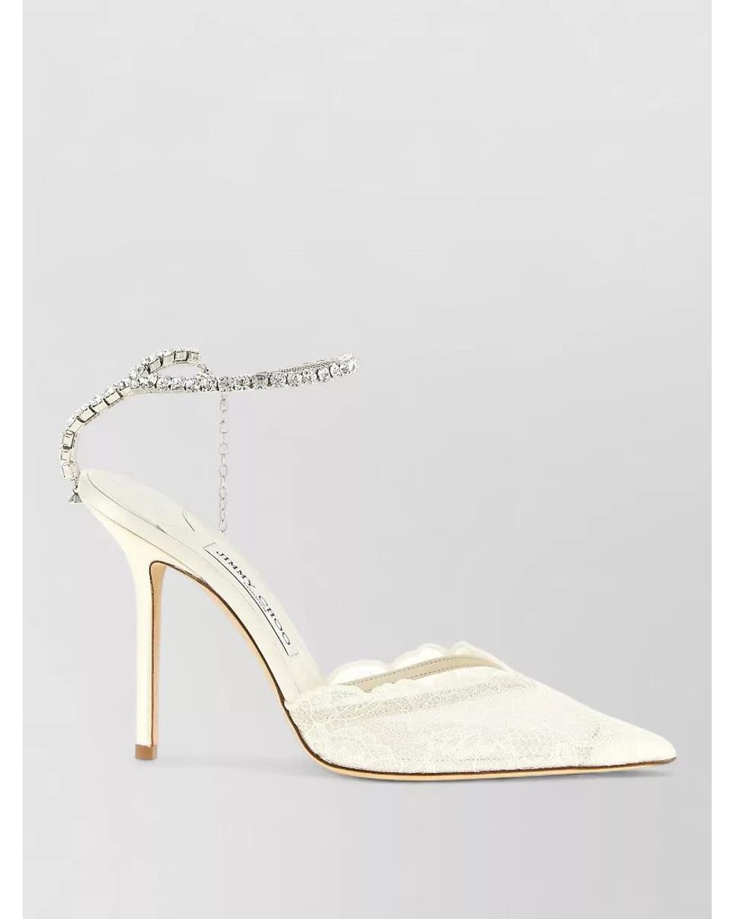 Jimmy Choo White Silk Crystal-Embellished Pumps