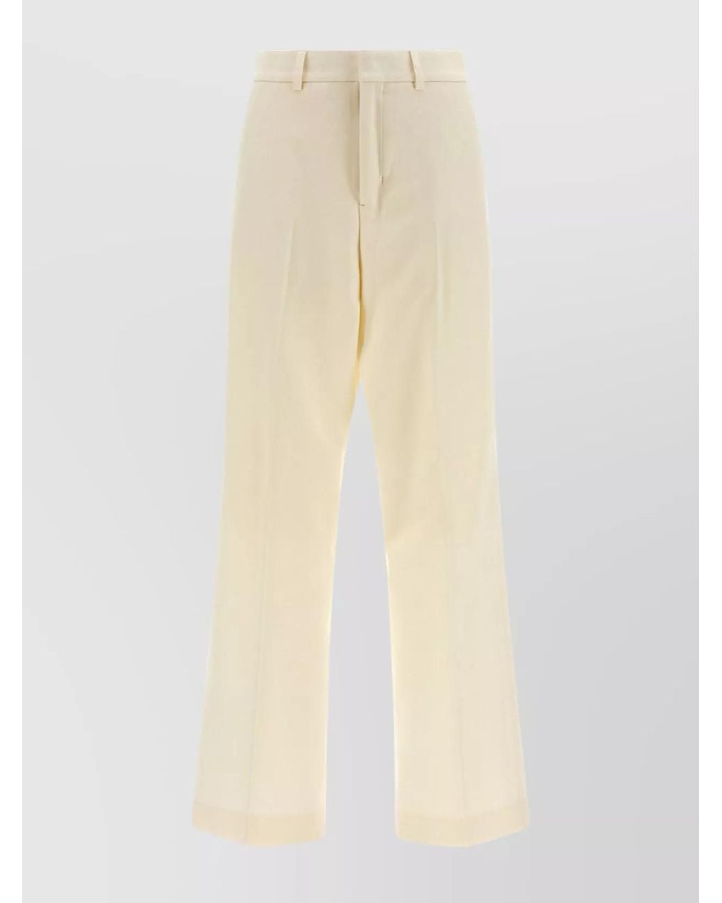 AMI Natural Virgin Wool Wide-Leg Tailored Trousers