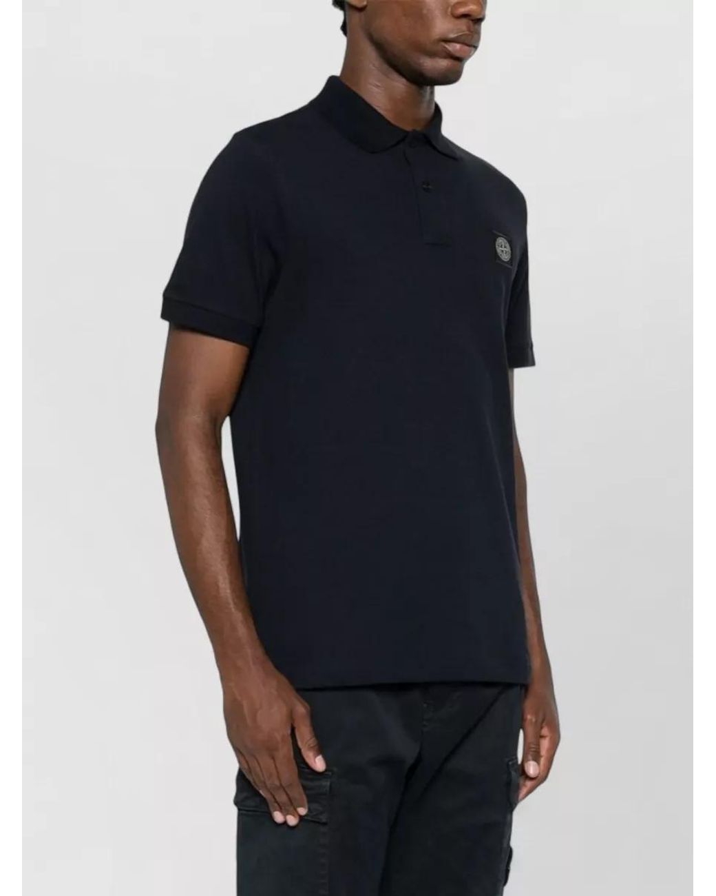 Stone Island Black Slim-Fit Cotton Piqué Polo Shirt for men