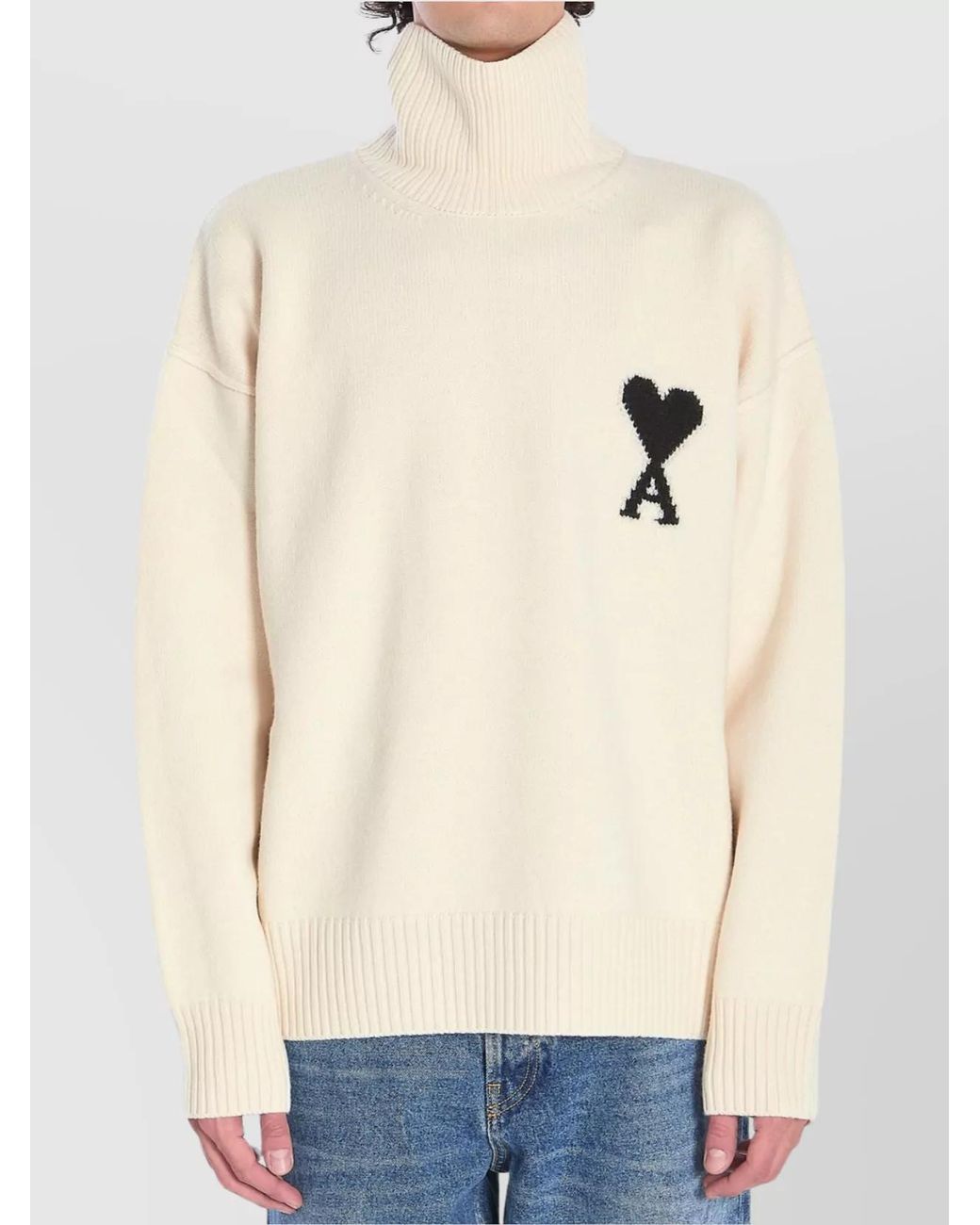 AMI Natural Ami De Coeur Turtleneck Sweater for men