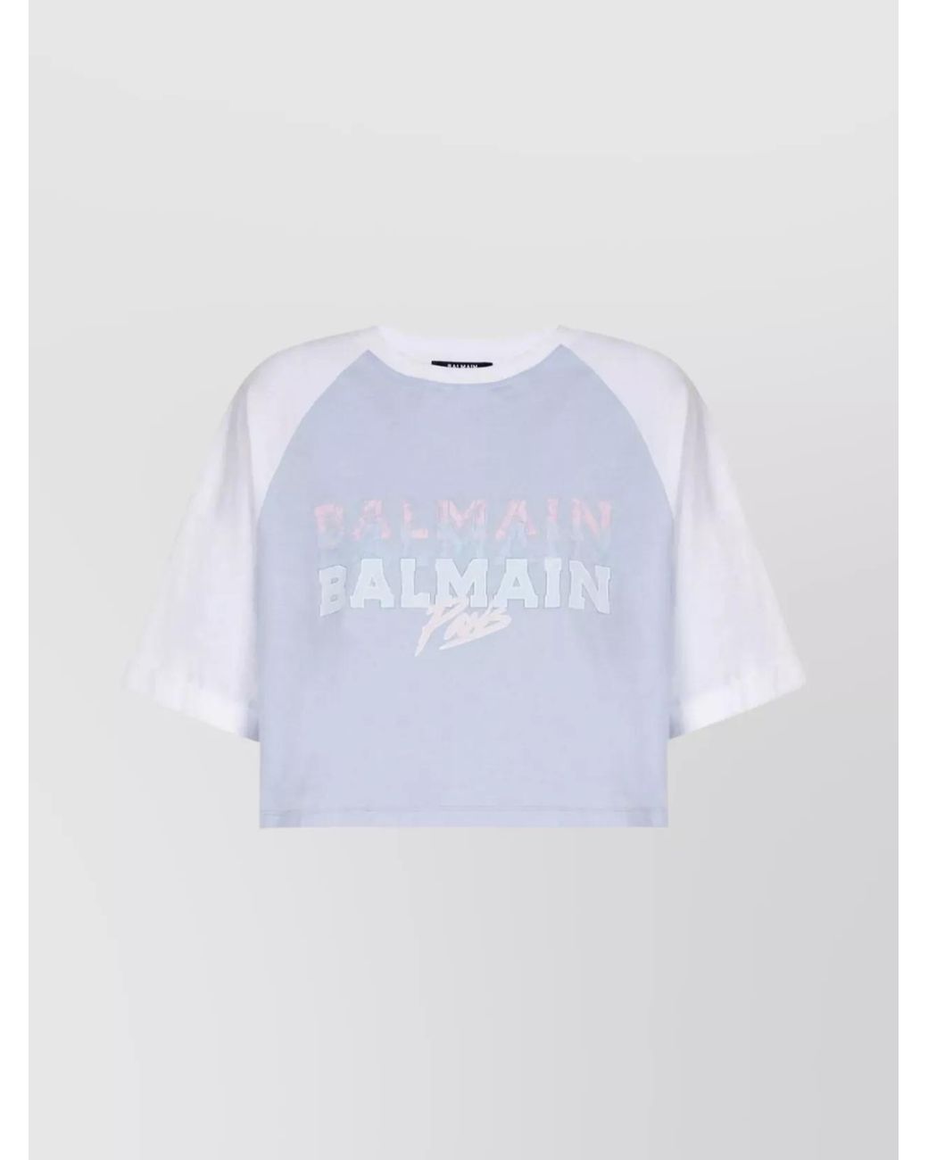 Balmain White Cropped Cotton Logo-Print T-Shirt