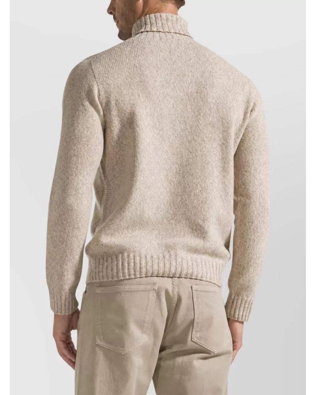 SEVENTY VENEZIA Natural Ribbed Turtleneck Sweater for men