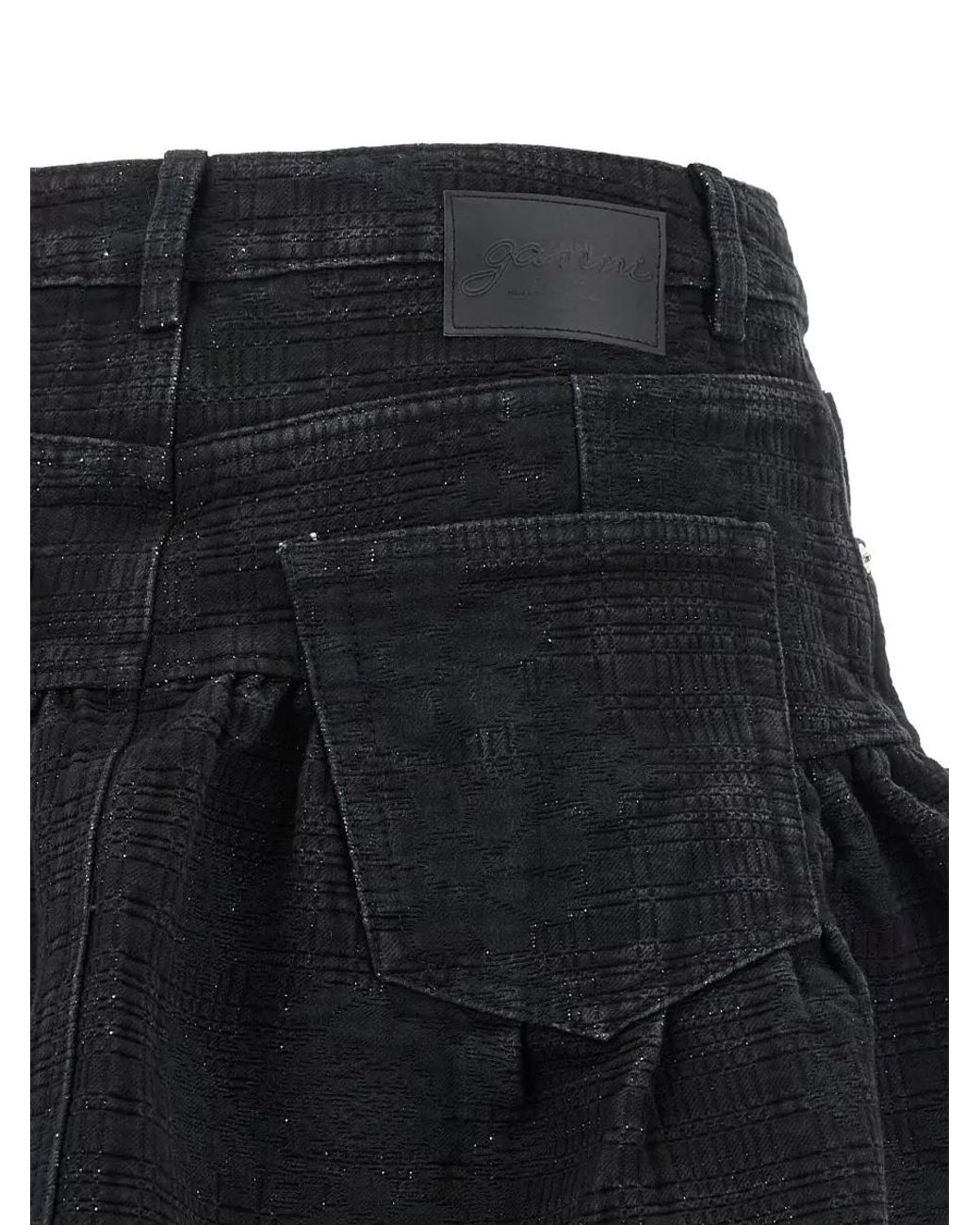 Ganni Black Lurex Denim Mini Skirt