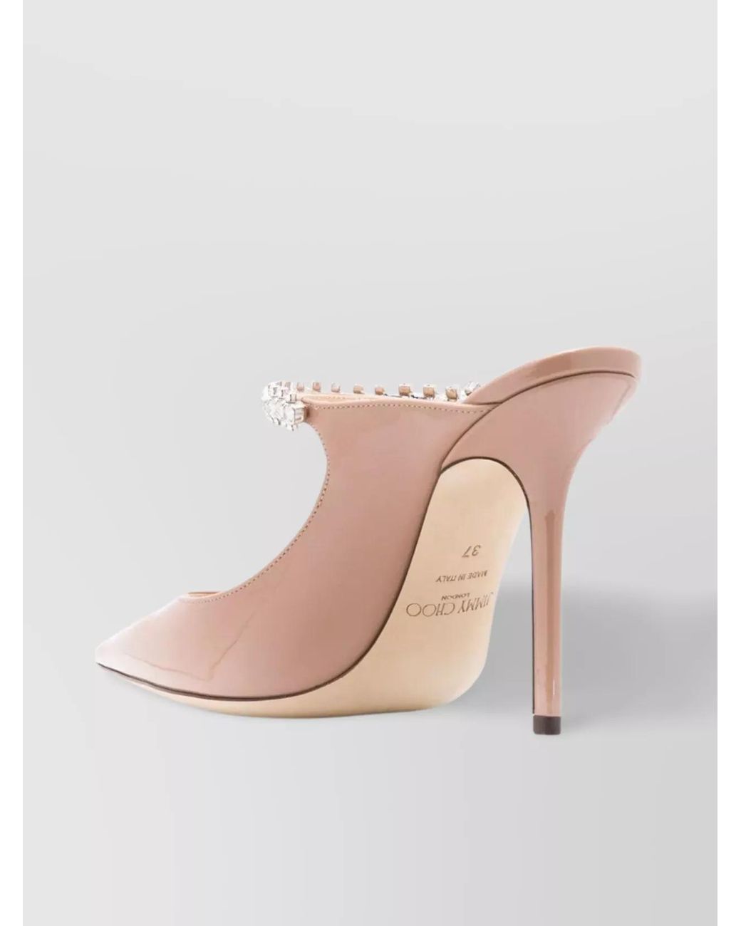 Jimmy Choo Pink Patent Leather Crystal-Embellished Pointed-Toe High-Heel Mules