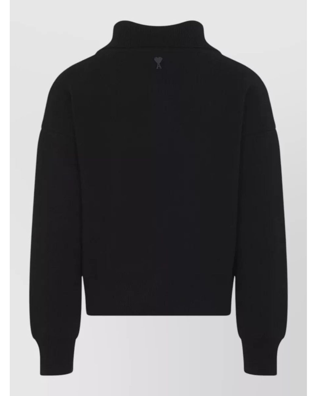 AMI Black Merino Wool High Neck Buttoned Sweater for men