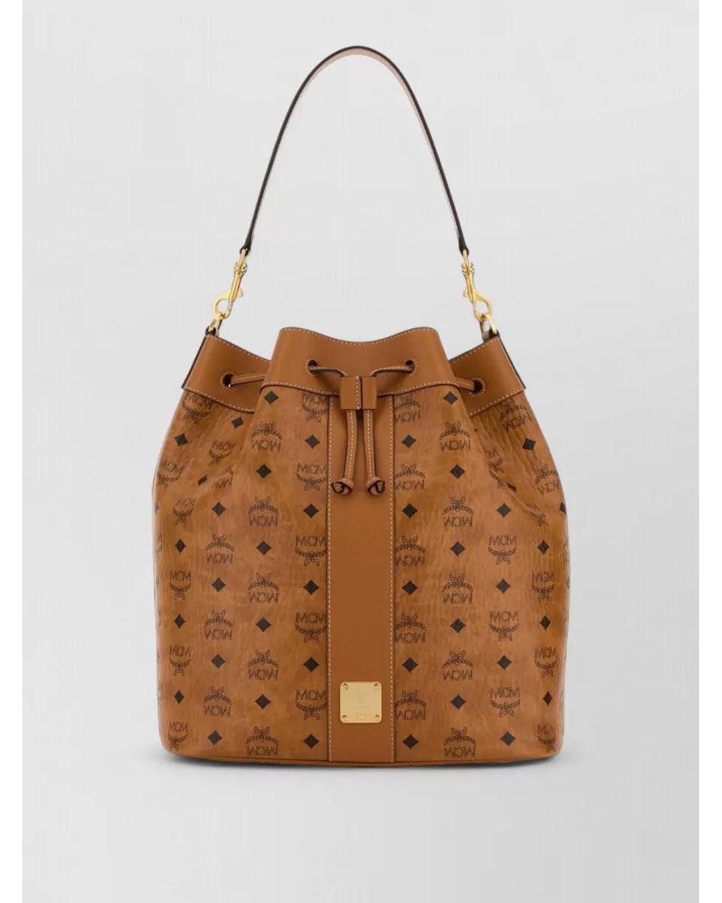 MCM Brown Dessau Large Canvas Printed Bucket Bag