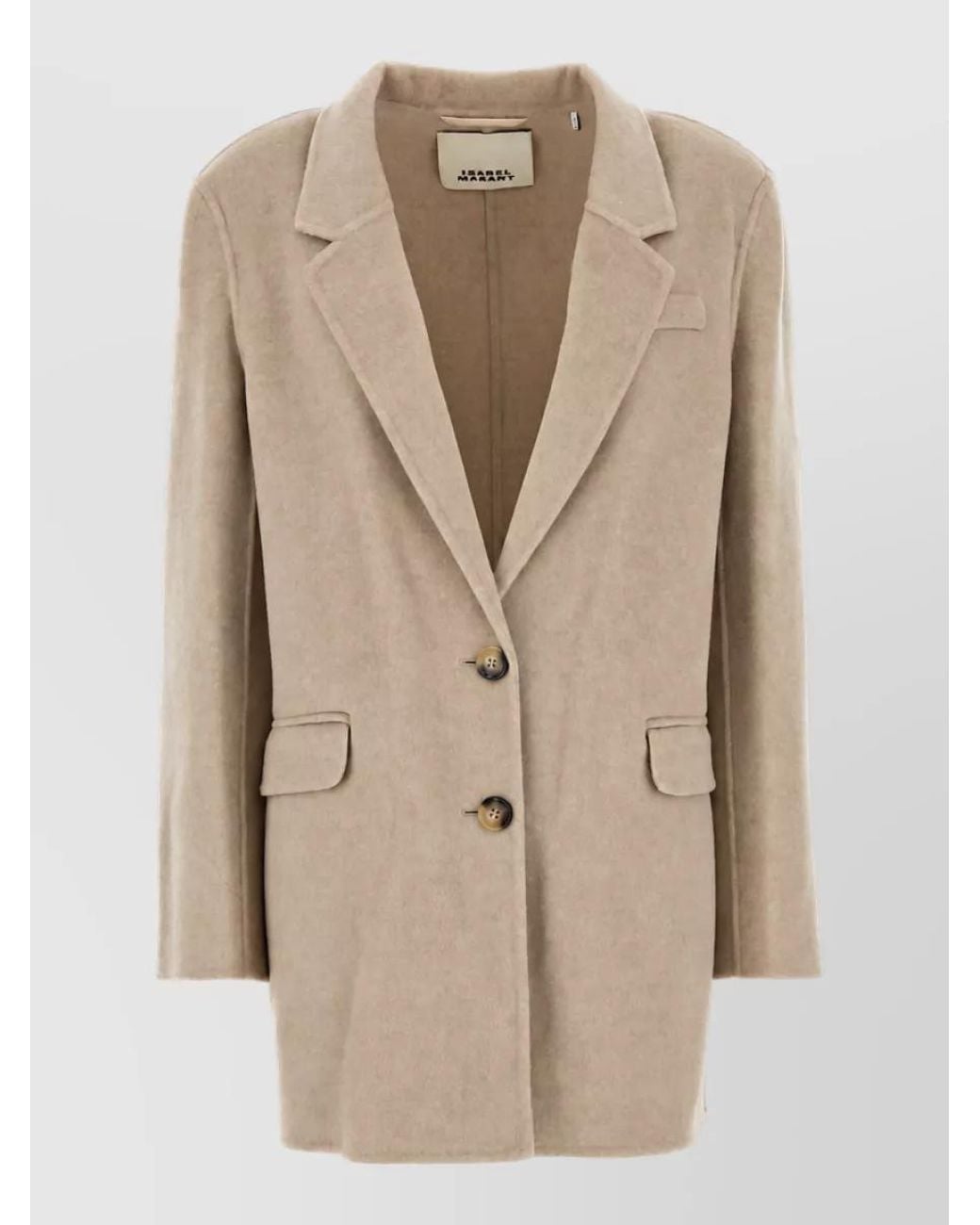 Isabel Marant Natural Wool Cashmere Oversized Single Breasted Coat
