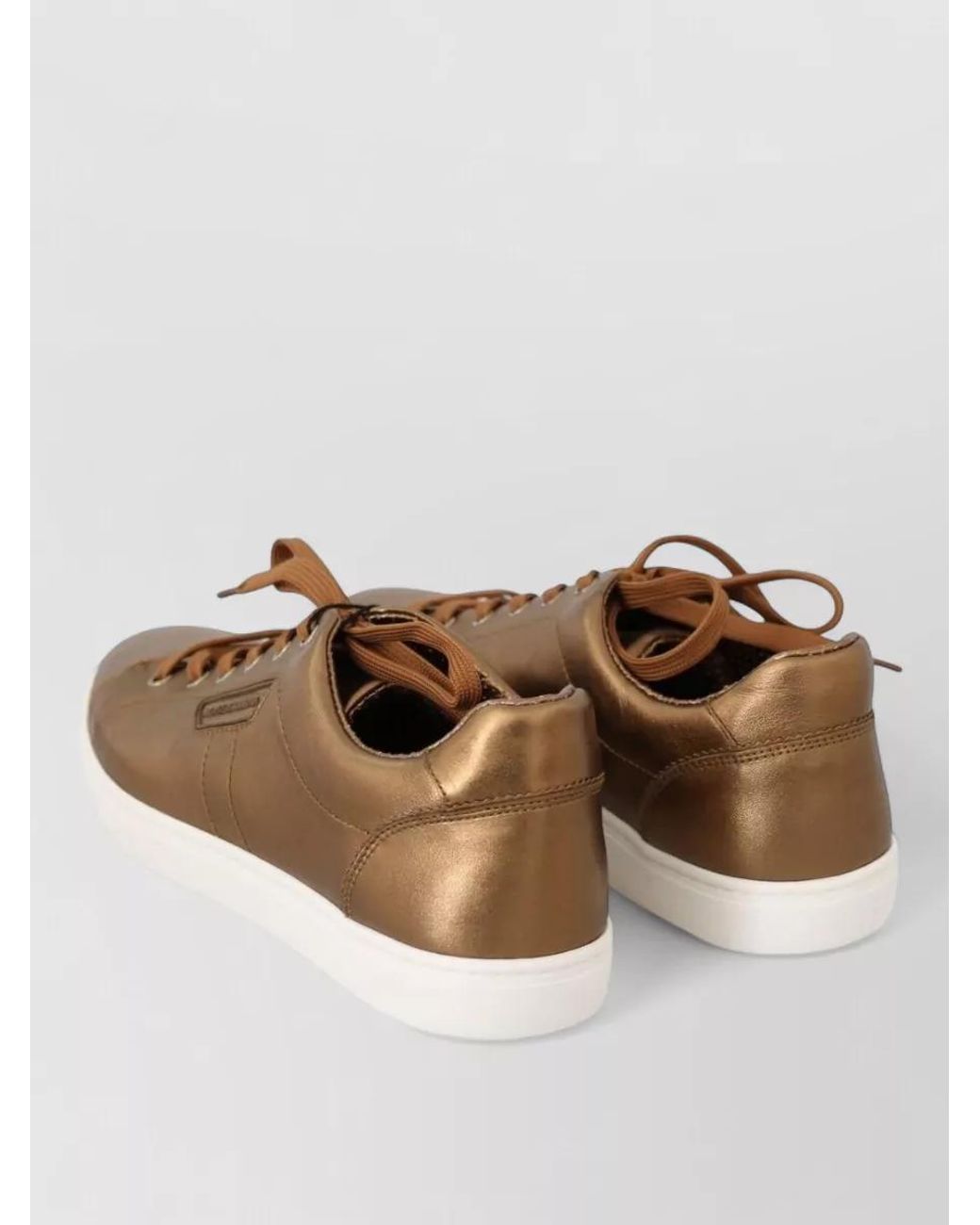 Dolce & Gabbana Brown Leather Lace-Up Sneakers for men