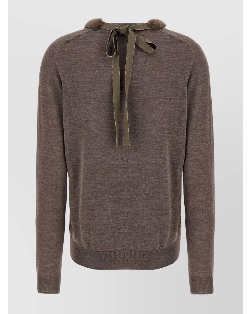 Fendi Brown Wool And Silk V-Neck Jumper