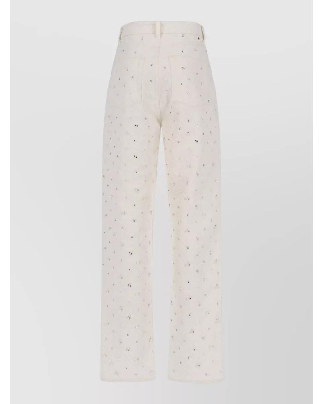 Golden Goose Deluxe Brand White Denim Straight-Leg High-Rise Crystal-Embellished Trousers