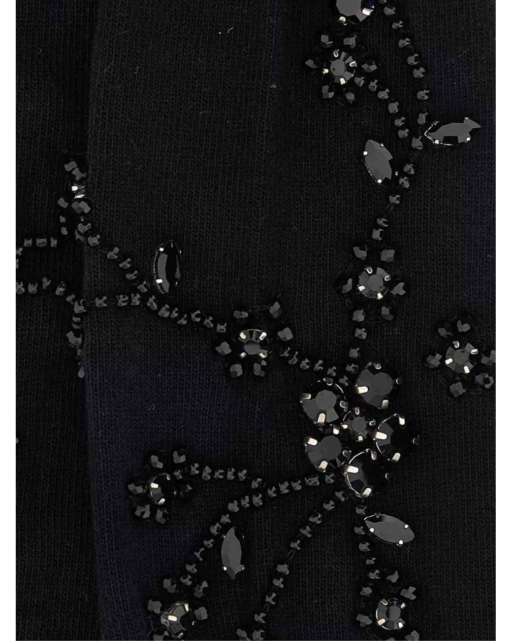 P.A.R.O.S.H. Black Crystal-Embellished Fine-Knit Ribbed Socks