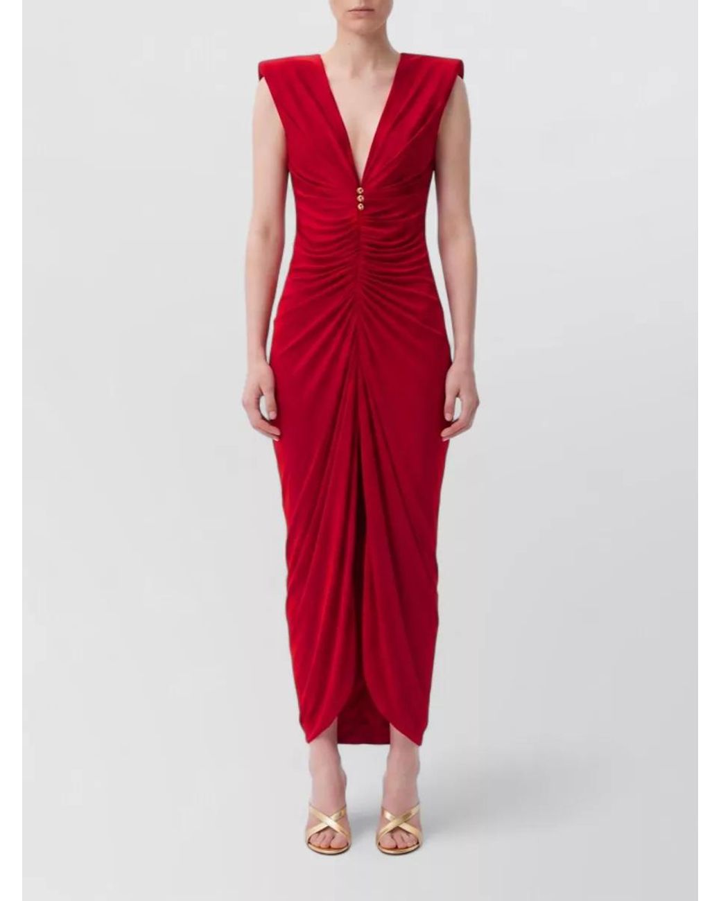 Versace White Viscose Sleeveless Draped Maxi Dress