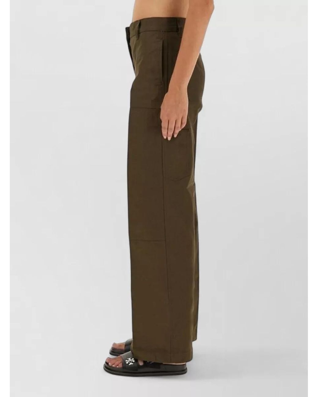 Tory Burch White Cotton Straight-Leg Cargo Trousers