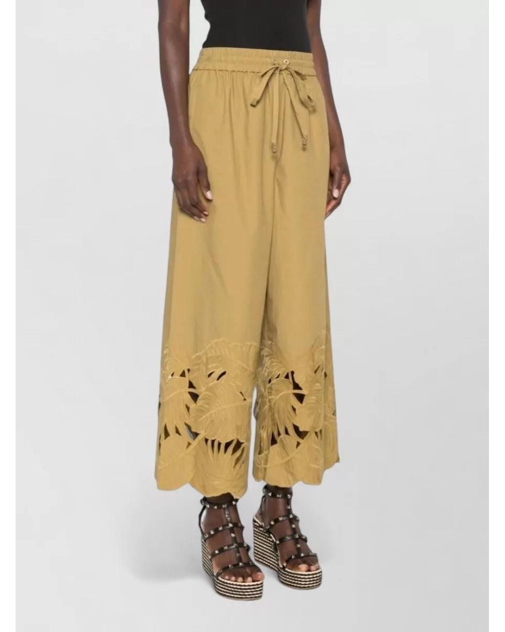Zimmermann Yellow Embroidered Cotton Cutout Tailored Shorts