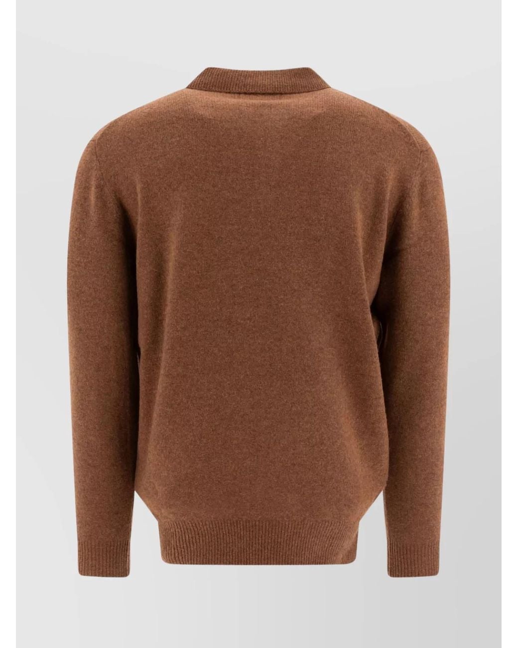 Beams Plus Brown Wool Polo Sweater for men
