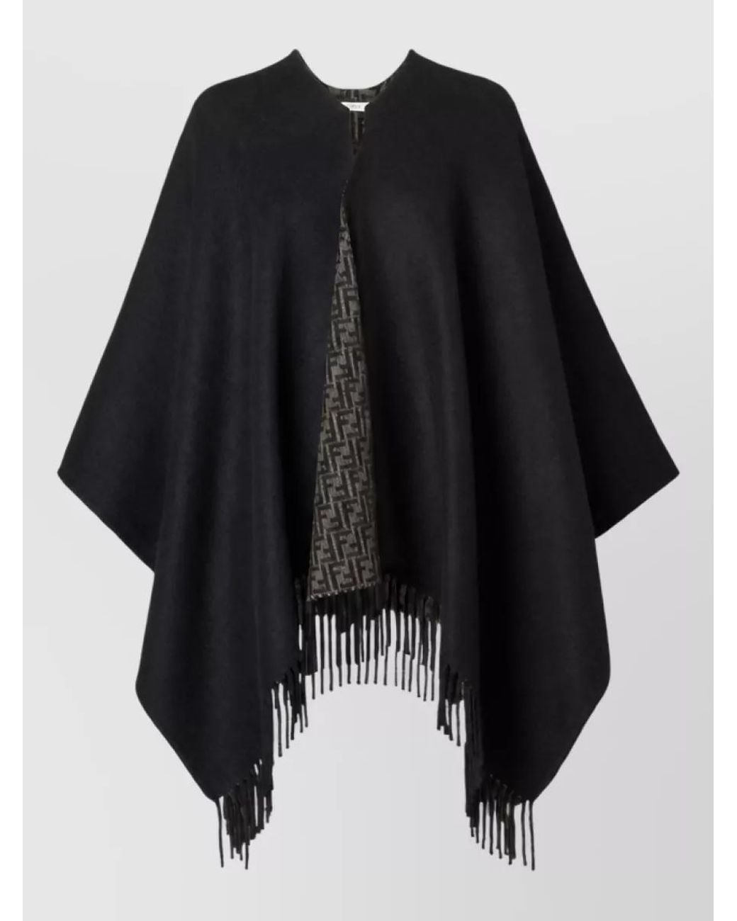 Fendi Black Cashmere Wool Reversible Poncho