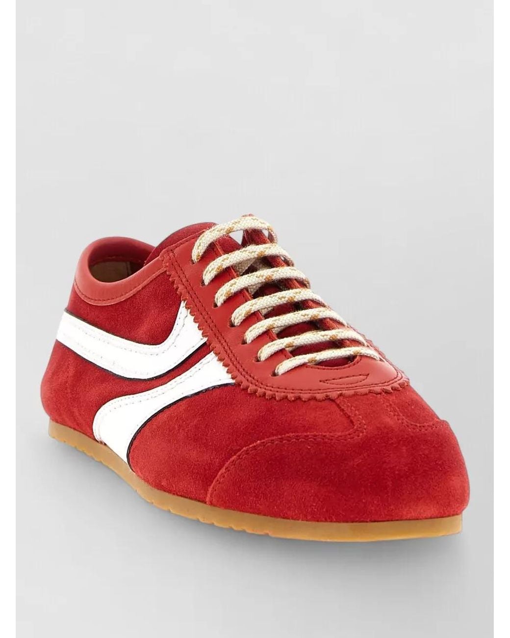 Dries Van Noten Red Leather Low-Top Sneakers