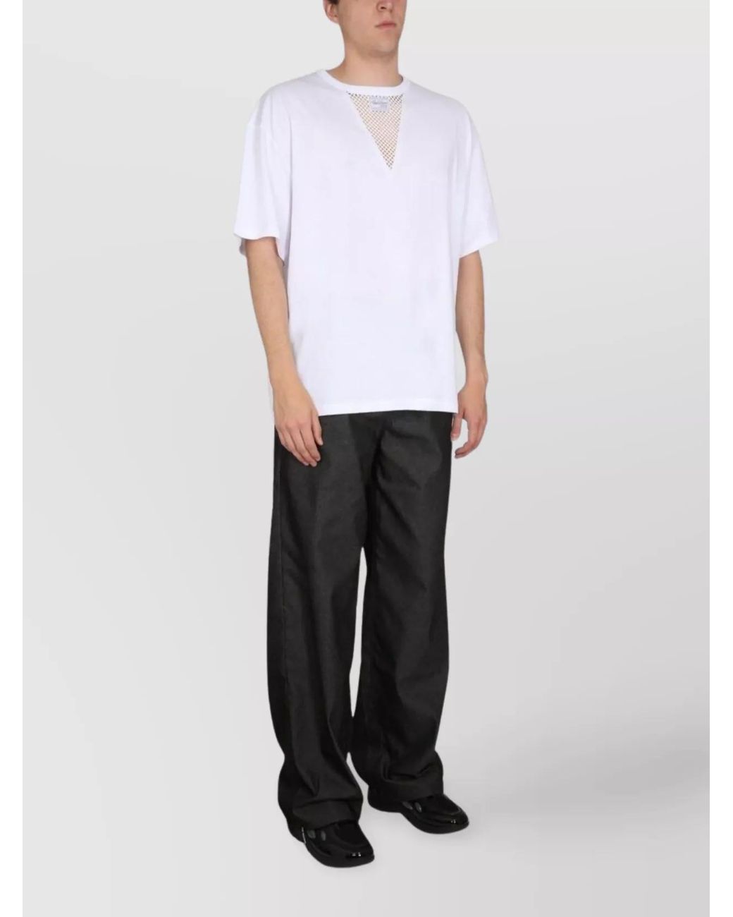 Raf Simons White Cotton Mesh Insert Logo Patch T-Shirt for men