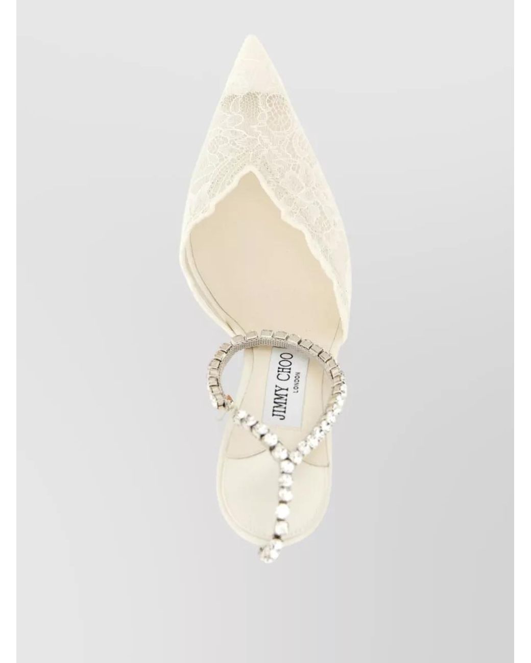 Jimmy Choo White Silk Crystal-Embellished Pumps