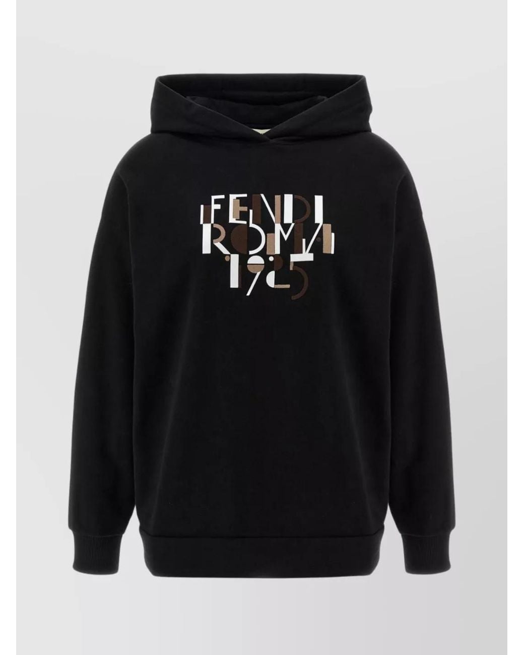 Fendi Black Logo-Print Cotton Hoodie