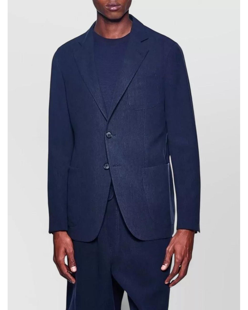 Giorgio Armani Blue Linen Single Breasted Blazer for men