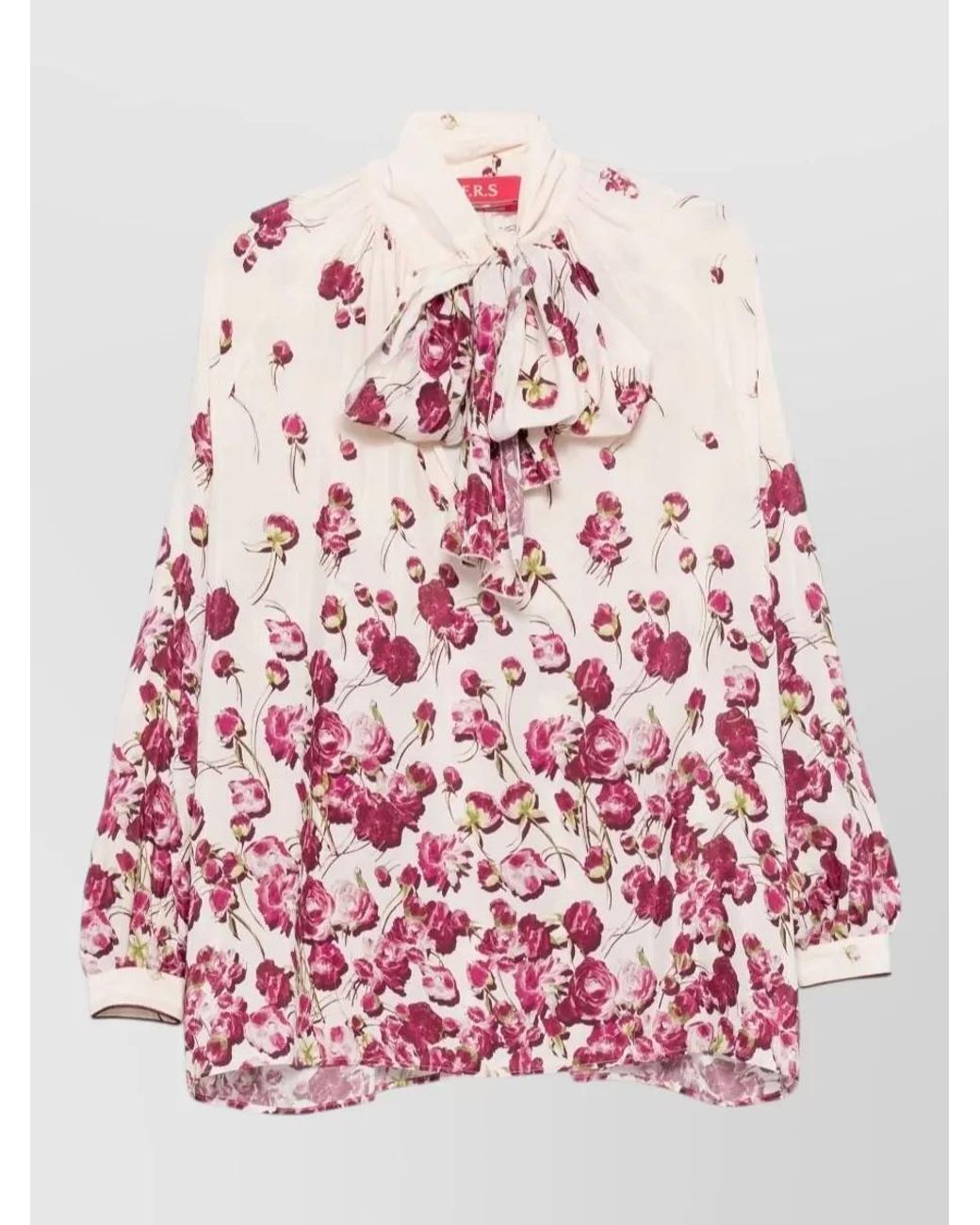F.R.S For Restless Sleepers Pink Silk Blend Floral Print Lavallière Blouse
