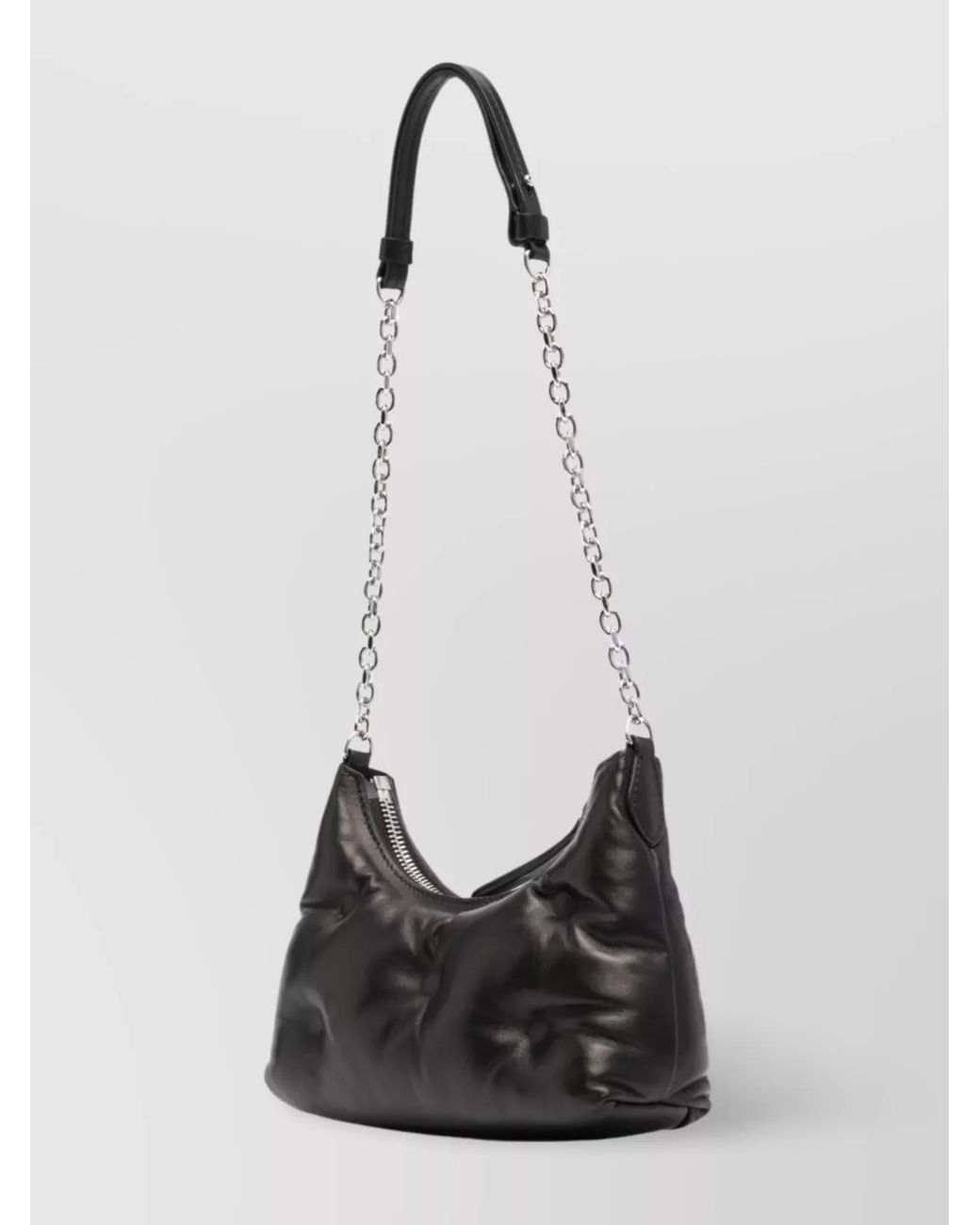 Maison Margiela White Glam Slam Micro Leather Quilted Hobo Shoulder Bag