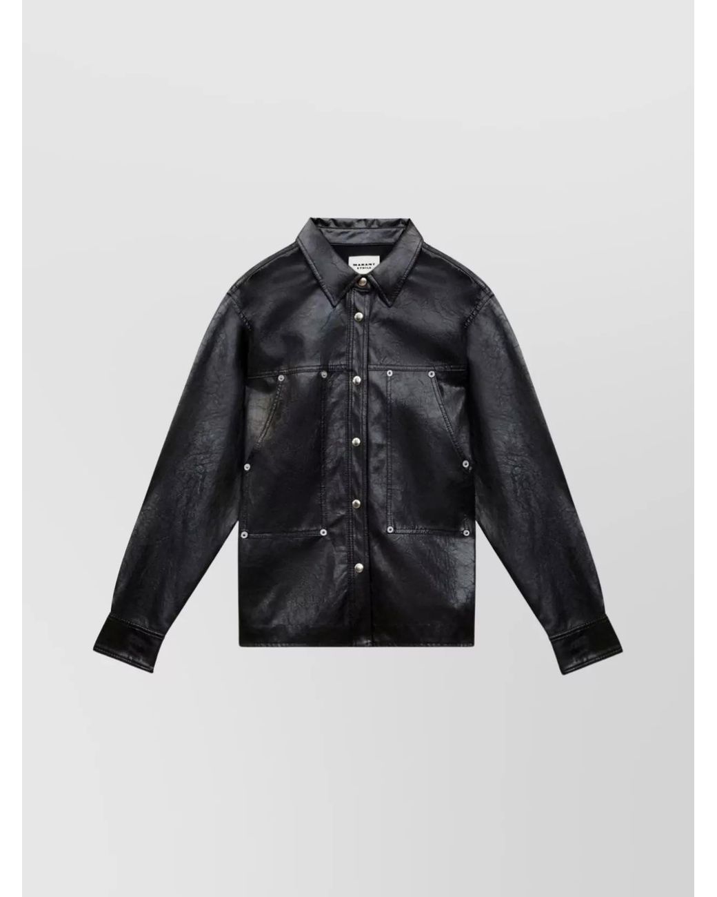 Isabel Marant Black Faux Leather Long-Sleeve Shirt