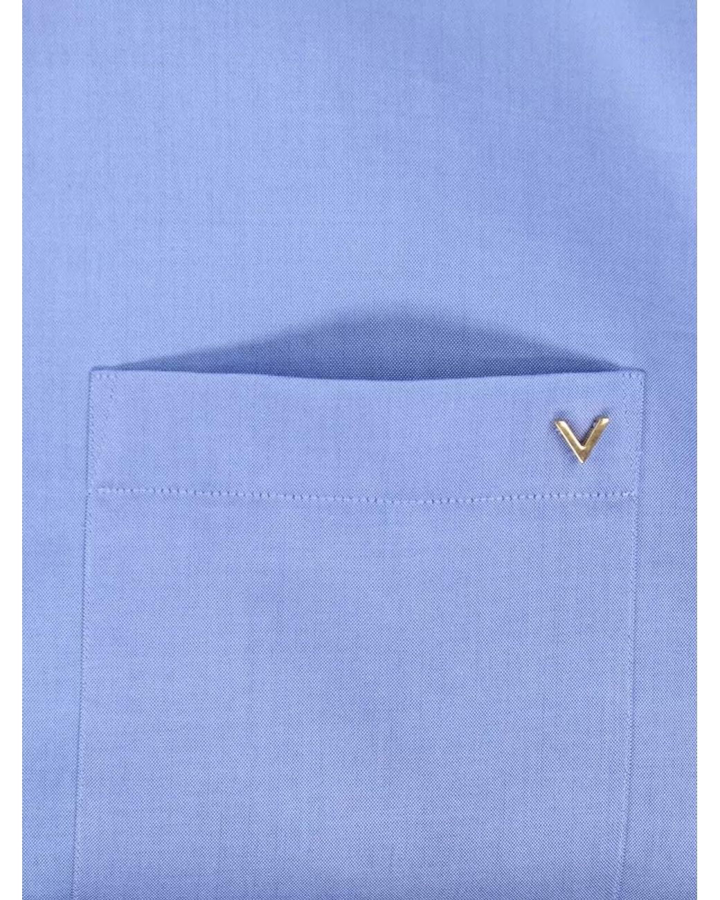 Valentino Blue Cotton Regular-Fit Shirt for men