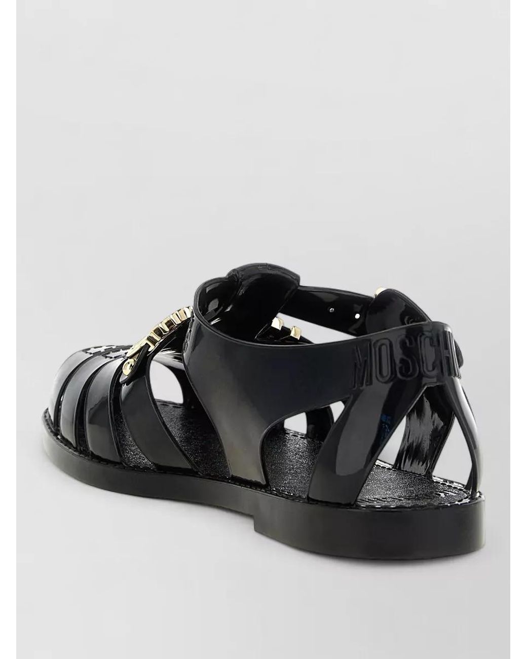Moschino Black Pvc Fisherman Sandals for men